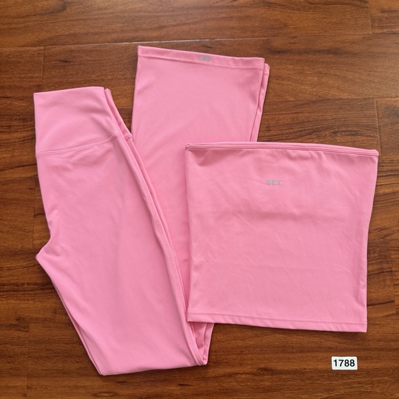 SET Active Pants - SET Active Sport Body SET Tube Top & Leggings Hot Pink, Size Small NWOT